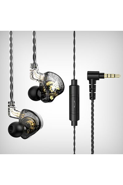 Choice سماعة أذن سلكية QKZ AK6 PRO الأصلية باللون الأسود مع ميكروفون عالي الدقة وAUX In-E مقاس 3.5 مم
