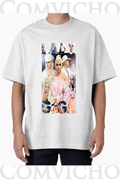 COMVİCHO تي شيرت مطبوع بتصميم ليدي غاغا v3 للجنسين