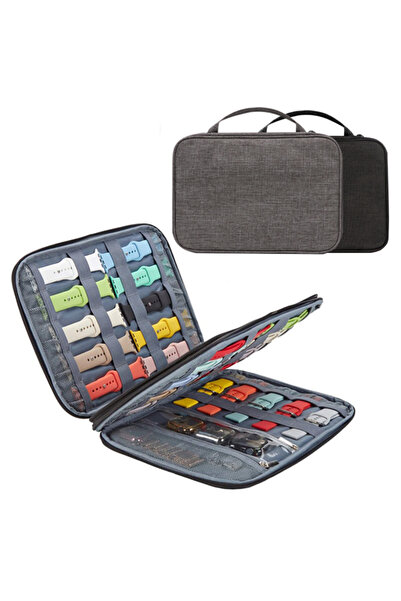 Choice صندوق تخزين حزام ساعة أبل رمادي مزدوج الطبقات، حقيبة سفر، صناديق حزام ساعة متعددة الوظائف S