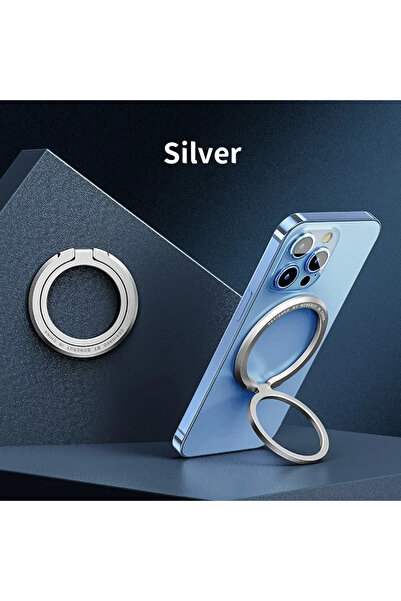 Choice حامل هاتف خلوي رفيع للغاية فضي اللون مع حلقة مغناطيسية قابلة للدوران و...