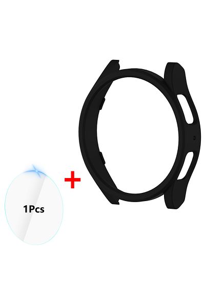 Choice Galaxy Watch 6 44mm Black Glass+Case for Samsung Galaxy Watch 6 44mm 40mm Waterproof PC Cover Watch
