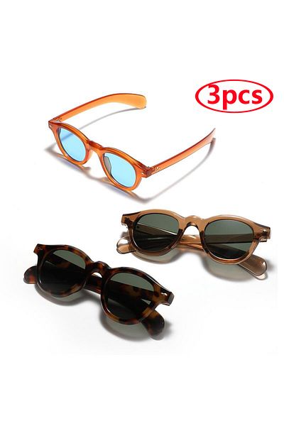 Choice 3pcs brown European and American Fashion Oval Leopard Print Sun Glasses Retro Rice Studded Glasses I