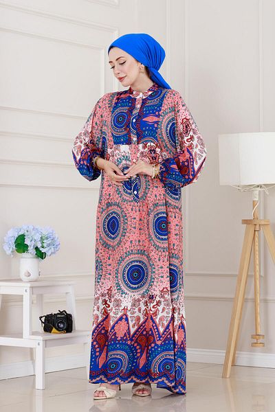 Sevitli Rochie Robe Soarta cu jumatate de nasturi-Albastru