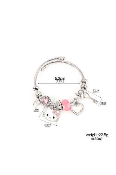 Miniso B00171-02 Cute Girl Sanrio Pink Hello Kitty Colorful Enamel Bracelet Pendant Detachable DIY Bracelet