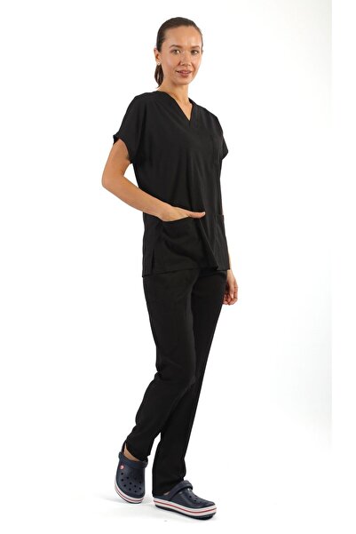 Scrub-Premium Likralı Bayan-Siyah