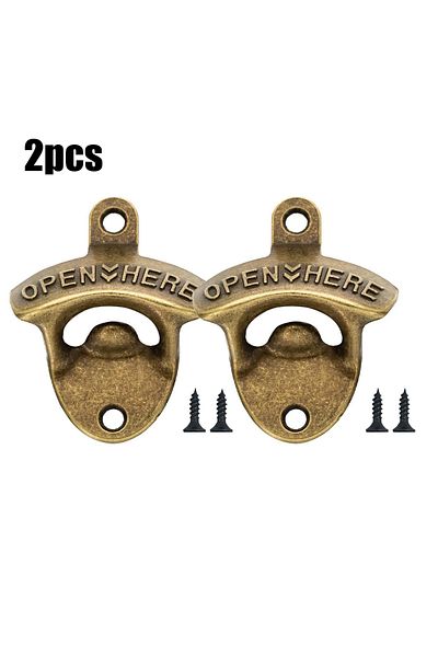 Choice bronze 2pcs Zinc Alloy Wall Bottle Opener Kitchen Bottle Opener Retro Alloy Wall Mounted with Screws