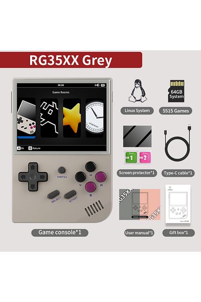 Choice 64G RG35XX New Grey ANBERNIC RG35XX Plus/RG35XX Retro Handheld Game Console 3.5″ IPS Screen Linux Po