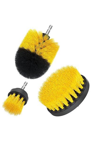 OEM Set of 3 electric brushes, Plastic, Yellow/Black