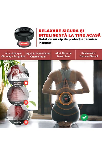 ZEQAS Aparat Masaj Ventuză cu Telecomandă – 12Niveluri Încălzire/Presiune, 3Capete, USB, Negru