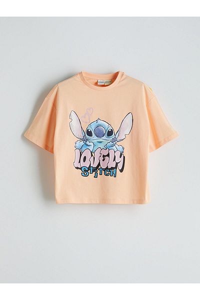 LC Waikiki Lcw Crew Neck Printed Girl's Crop T-Shirt