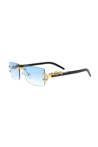 Choice Blue 1 Pc Fashionable Trendy Frameless Rectangular Personalized Sunglasses For Daily Life