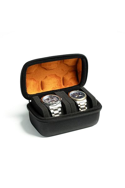 Choice Hermes Orange 2 Slot Watch Box Organizer for Men,Watch Travel Case Portable Storage Watch Display Ho