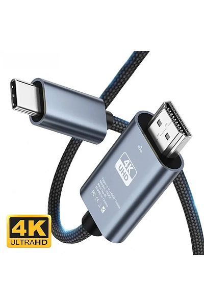 Vikefon black 4K 30Hz NO Delay HD Video Conversion Cable Type c To Hdmi-Compatible Screen TV Computer 2 Mete