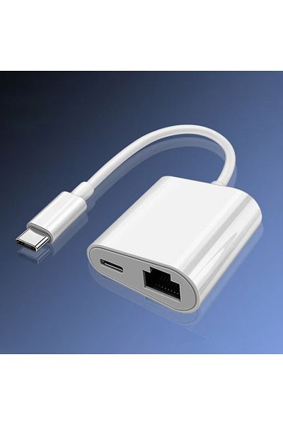 Choice WHITE 2 In 1 Type C To Ethernet Adapter Rj45 Adapter For Huawei Xiaomi Oppo Apple Laptop To Ethernet