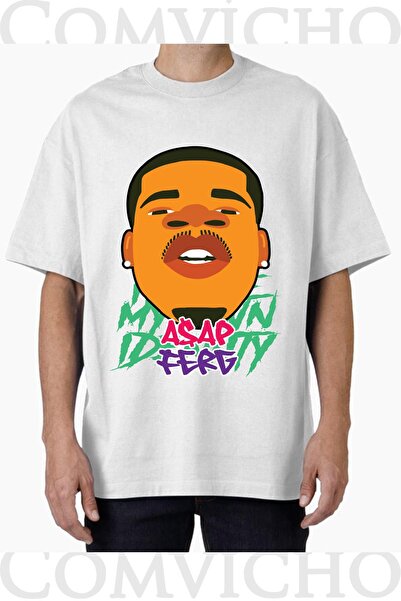 COMVİCHO تي شيرت مطبوع بتصميم Asap Ferg للجنسين