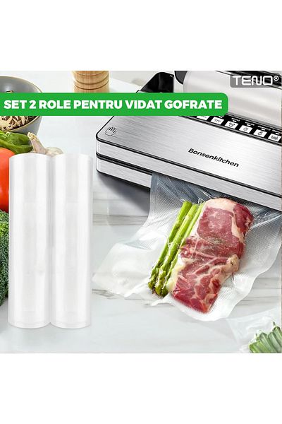 Teno Set de 2 Role Folii pentru Vidat Universale Teno®, 5m x 17cm, transparente
