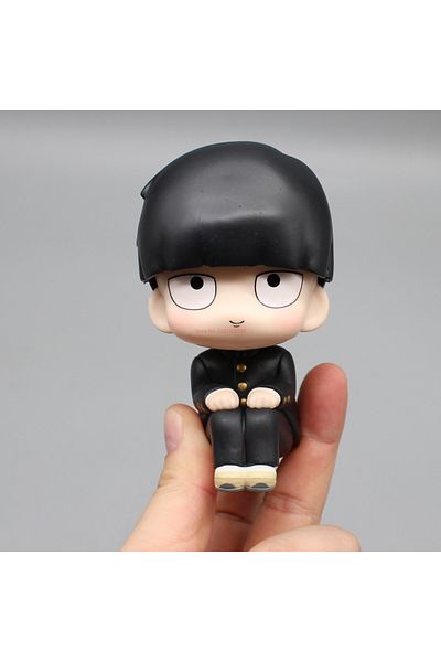 BANDAI A Mob Psycho 100 Anime Figures Gk Reigen Arataka Q Edition Kawaii Sitting Palm Series Model Doll De.