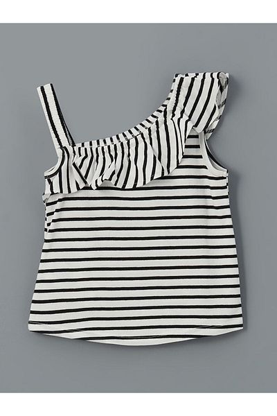 LC Waikiki Tricou pentru fetiță cu dungi cu decolteu în U - S5EL21Z1