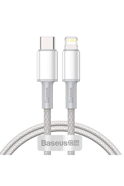 Baseus كابل Baseus USB C أبيض بطول 1 متر، بقوة 20 وات، مناسب لأجهزة iPhone 14 و13 و12 و11 Pro Max XR، مزود بتقنية PD للشحن السريع لأجهزة iPhone