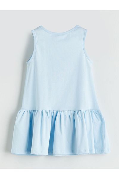 LC Waikiki Rochie din bumbac pieptănat pentru fete cu imprimeu Elsa sezon nou - S5H391Z1