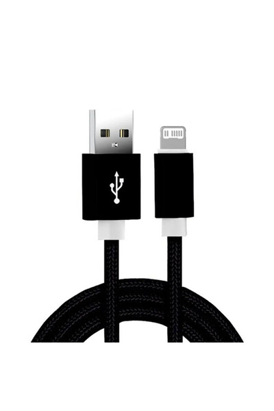 Choice كابل شحن ونقل بيانات USB أسود مضفر من النايلون، بطول 0.2 متر، متوفر بأ...