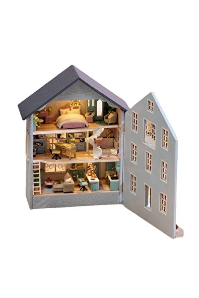 Choice مجموعة نموذج فيلا معمارية مصنوعة يدويًا من الخشب D-031 مع أثاث وإضاءة