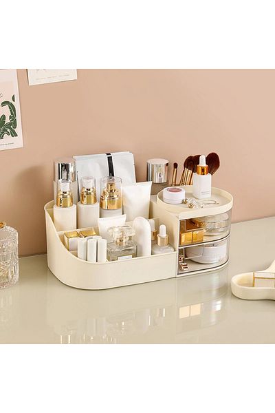 Choice Other 28.5X16X10.5CM Yellow Makeup Storage Box With Mirror Desktop Dressing Table Makeup Mirror Cosm