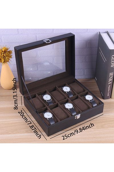 Choice Brown 10 Positions DELESYS 2/3/4/5/6/8/10/12 Slots PU Leather Watch Box Traditional Style Watch Stor