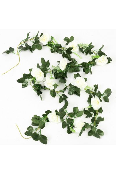 Choice White Artificial Rose Garland Hanging Vine Flowers Silk Fake Plants Leaves for Wall Christmas Rattan