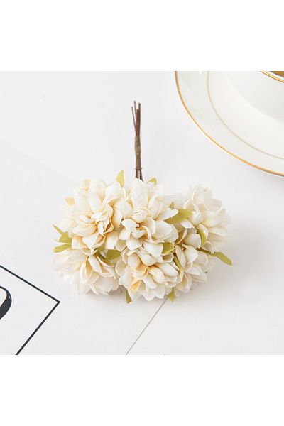 Choice Milky White 6Pcs 11Cm Artificial Flowers Silk Mini Carnation Wedding Handicraft Wreath Accessories C