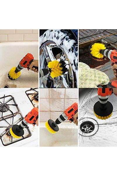 BOEM Set of 4 Brushes for Carpet & Home / Professional Use Detailing Carpet Brush with Drill Adapter