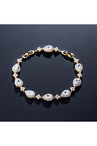 Choice سوار كلاسيكي ذهبي اللون من زاكول بتصميم هندسي على شكل قطرة ماء مرصعة ب...