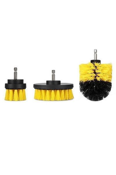 OEM Set of 3 plastic fiber brushes for multi-surface cleaning, with drill attachment end, Barste