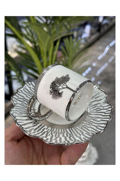 Doğudeko Hadeon Luxury Porcelain Cup Set Silver