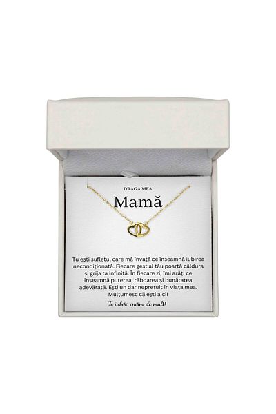 The Jewel Heart Colier Emoționant Pentru Mama – Din Argint 925 Aurit, Cutie LED Premium, Mesaj De Iubire Inclus