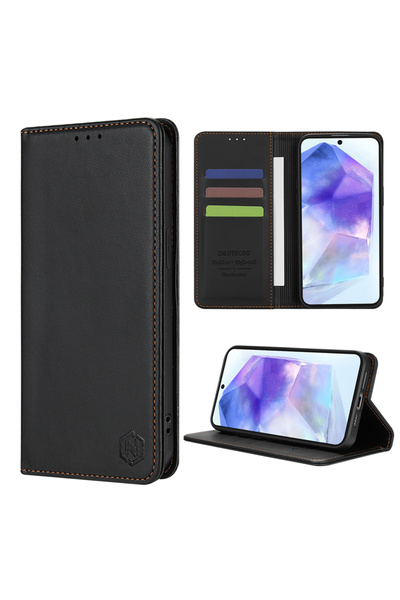 Choice15 Galaxy A26 5G Black Wallet Skin friendly Card Slot Kickstand Magneti...