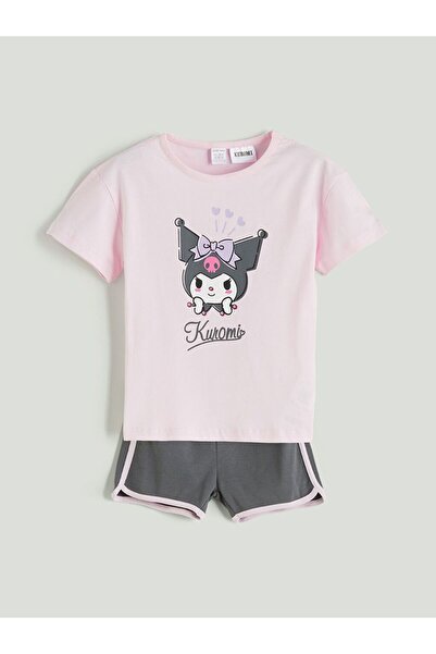 LC Waikiki تي شيرت وشورت LCW baby Kuromi مطبوع للفتيات الصغيرات مكون من قطعتين