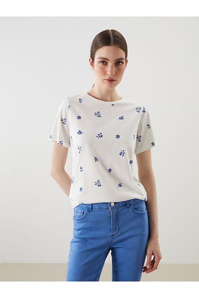 LC Waikiki Tricou pentru femei cu imprimeu Crew Neck New Season - S5AG42Z8