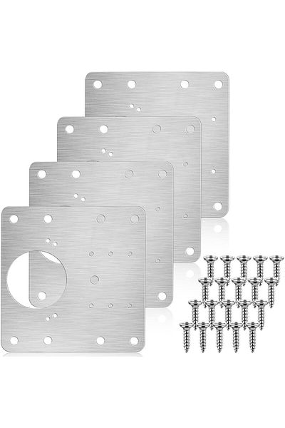 BOEM Set of 4 hinge repair elements, Made of stainless steel, with screws for installation
