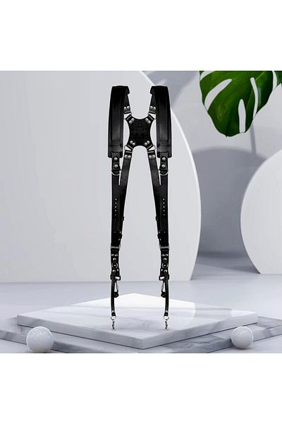 PYKA HOME SHOP Double camera harness, made of eco-leather, adjustable