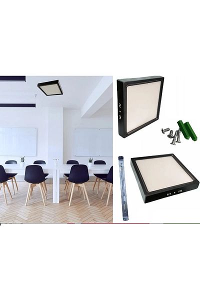 Cata Ct-5236 18W Panel Led Luminaire Black Square Surface Mounted Metal Case Warm White 3200K