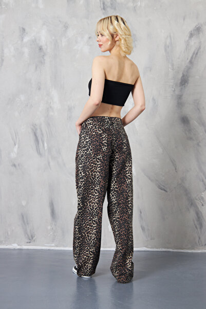 elite queen Women's Leopard Baggy Pants Low Waist