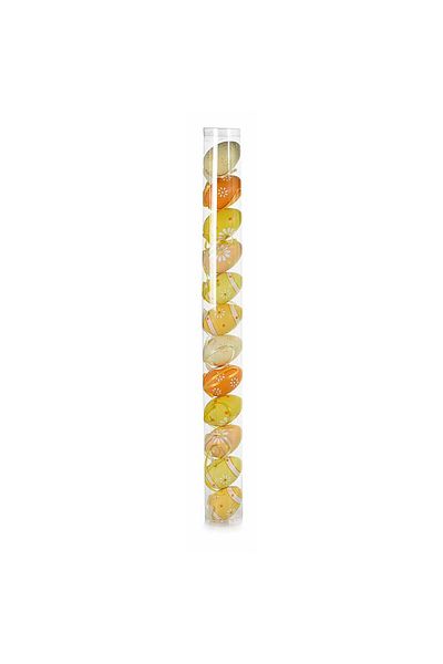 Decorer Set 12 decorative eggs made of yellow plastic 4x6 cm