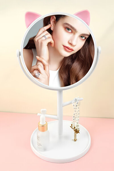DEMPOWER Ayarlanabilir Kedi Kulaklı Ve Takı Askılı Makyaj Aynası
