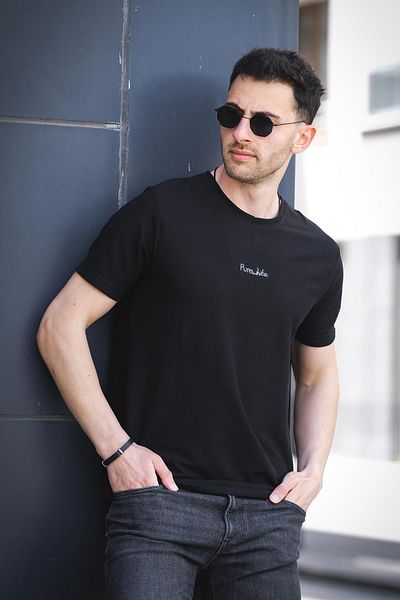 Oksit Ανδρικό μπλουζάκι Pure Slim Fit Waffle Fabric Crew Neck με στάμπα