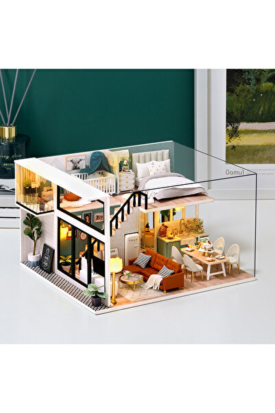 Choice4 L-031-B مع أغطية بيت الدمية الصغير DIY شقة دوبلكس يدوية الصنع إنتاج ت...