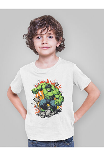 SEVBANO Hulk Avengers Baskılı Unisex Film Kahramanı Çocuk Tişört (1-12 Yaş)
