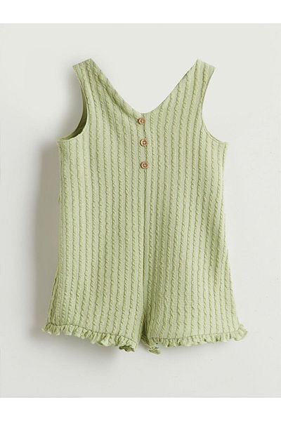 LC Waikiki Lcw Baby V-Neck Baby Girl Combed Cotton Jumpsuit