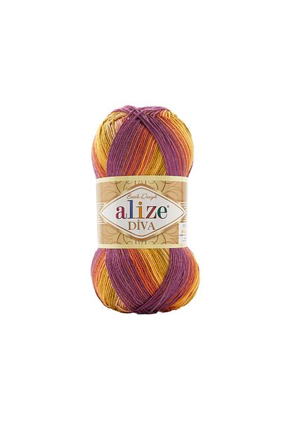 Alize Πακέτο 5 πακέτων Diva Tie Dye Knitting Yarn – Tie Dye Πολύχρωμο γυαλιστερό και λιπαρό καλοκαιρινό νήμα