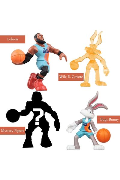 Space Jam Set of 4 figurines Space Jam 2 A New Legacy, Lebron, Bugs Bunny, Wile E. Coyote+1 figurine Surpriza